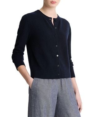 Vince Wool & Cashmere-Blend Tipped Half Moon Cardigan - Blue