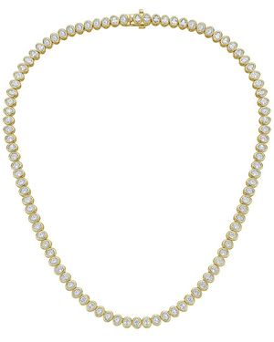 Diana M. Jewels Diana M. 14K 15.30 Ct. Tw. Lab-Grown Diamond Tennis Necklace - Metallic