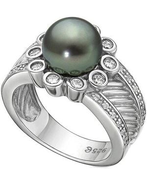 Belpearl Silver 9mm Pearl Cz Ring - Metallic