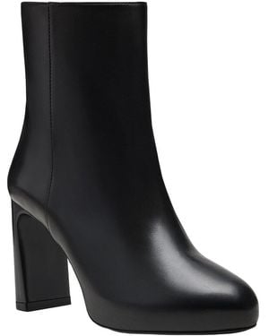 Stuart Weitzman Babette Platform Zip Leather Bootie - Black