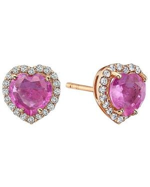 Forever Creations USA Inc. Forever Creations 14k 2.13 Ct. Tw. Diamond & Pink Sapphire Halo Heart Earrings