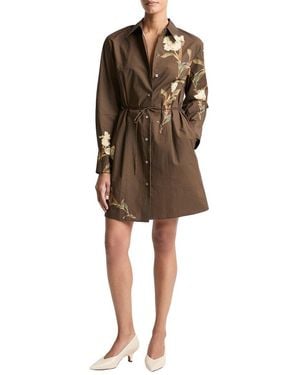 Vince Placed Cream Iris Shirt Dress - Brown