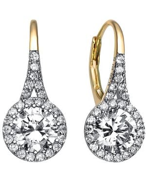 Rachel Glauber 14k Over Silver Cz Drop Earrings - Metallic