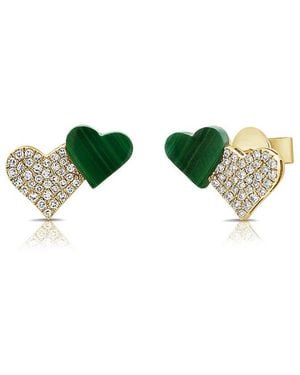 Sabrina Designs 14K 0.27 Ct. Tw. Diamond & Malachite Heart Earrings - Green