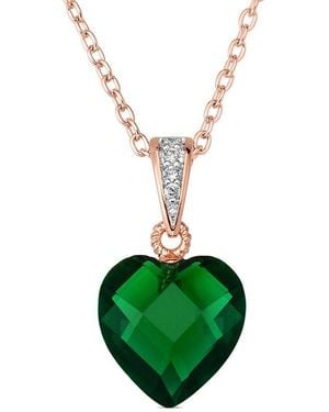 Rachel Glauber 14k Rose Gold Vermeil Pendant Necklace - Green