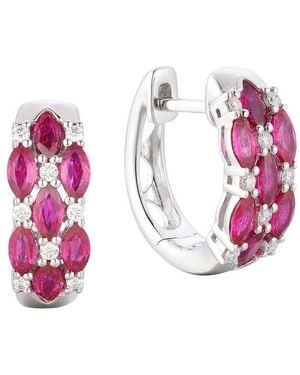 Gregg Ruth 14K 1.08 Ct. Tw. Diamond & Ruby Huggie Earring - Pink