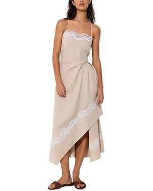 Reiss Arla Linen Lace Trim Beach Dress - Natural