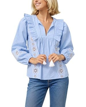 Sail To Sable Ruffle Front Top - Blue