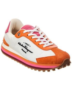 Ferragamo Iggy Leather-Trim Sneaker - Pink