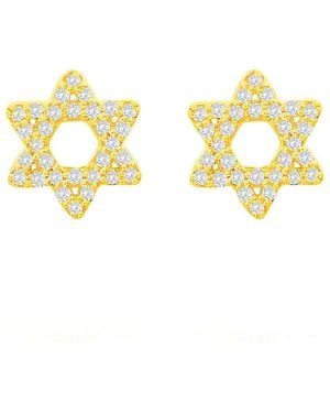 Suzy Levian 14k 0.13 Ct. Tw. Diamond Star Of David Studs - Metallic