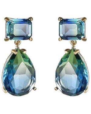 Liv Oliver 18k Plated 8.75 Ct. Tw. Quartz Double Drop Earrings - Blue