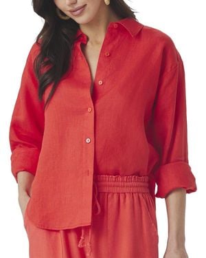 Splendid Stella Linen Top - Red