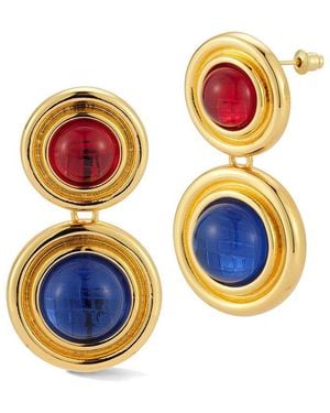Chloe and Madison Plated Cz Gem Drop Earrings - Blue