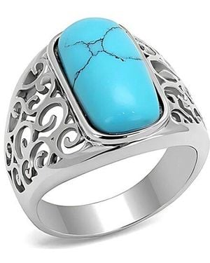 Alamode Jewelry Stainless Steel Ring - Blue