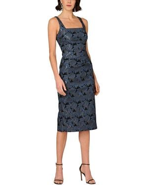 Aidan Mattox Stretch Jacquard Midi Dress - Blue