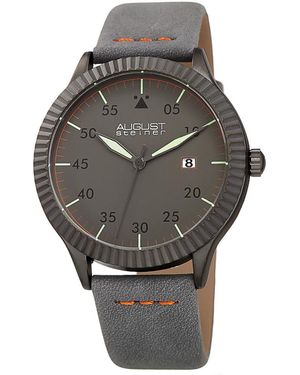 August Steiner Microfiber Over Leather Watch - Gray