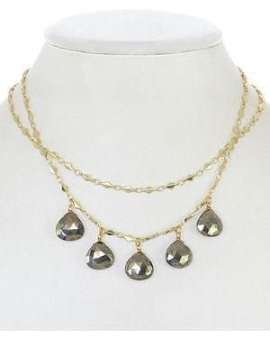 Rachel Reinhardt Jewelry 14k Plated Pyrite Necklace - White