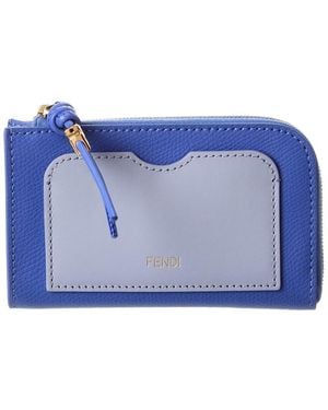 Fendi Ff Diamond Leather Coin Purse - Blue