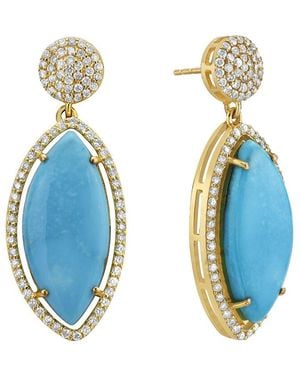Forever Creations USA Inc. Forever Creations 14k 13.00 Ct. Tw. Diamond & Turquoise Earrings - Blue