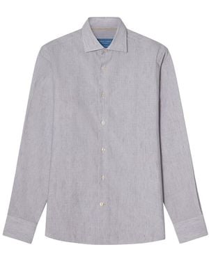 Robert Talbott Reynolds Micro Stripe Linen-Blend Shirt - Grey