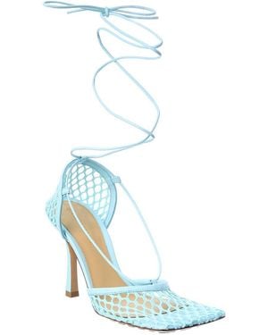 Bottega Veneta Stretch Leather Ankle Wrap Sandal - Blue