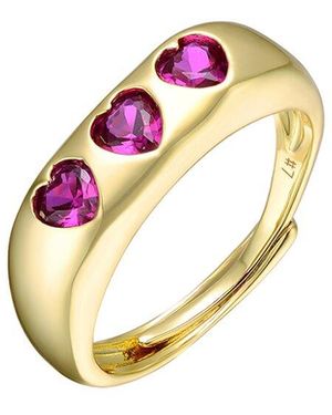 Rachel Glauber 14k Plated Cz Heart Ring - Pink