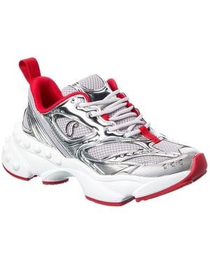 Christian Louboutin So Flo Mesh & Leather Trainer - White