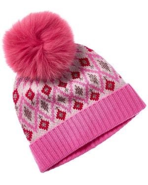 Sofiacashmere Sofiacashmere Lurex Fairisle Wool & Cashmere-Blend Hat - Pink