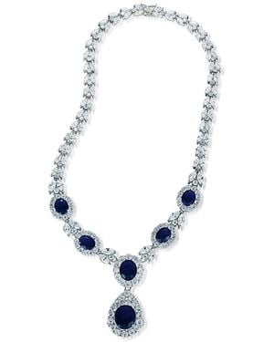 Genevive Jewelry Silver Cz Necklace - Blue