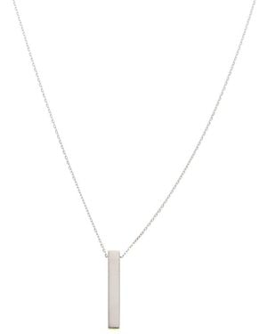 Italian Gold 10K Engravable Long Cube Adjustable Necklace - White