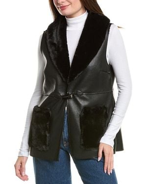 La Fiorentina Faux Leather Vest - Black