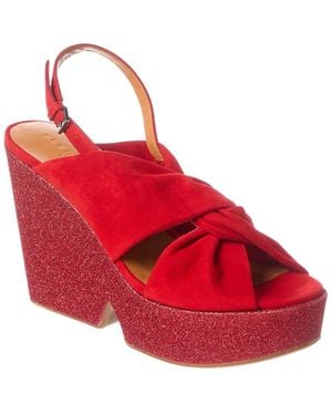 Robert Clergerie Dixiesv Suede Wedge Sandal - Red