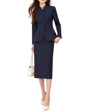 Olivia Taylor 2Pc Jacket & Skirt Set - Blue