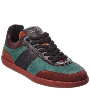 Tod's Cassetta Suede & Leather Trainer - Green