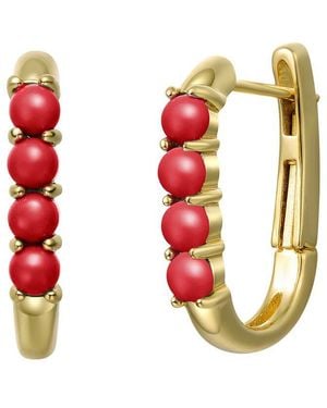 Genevive Jewelry 14K Plated Coral Earrings - White