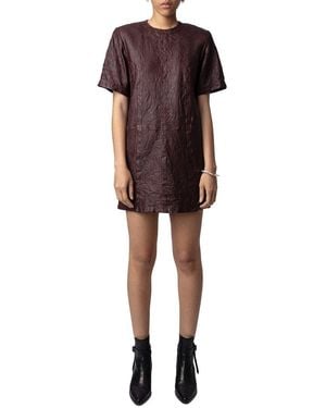 Zadig & Voltaire Riddy Cuir Froisse Leather Dress - Red
