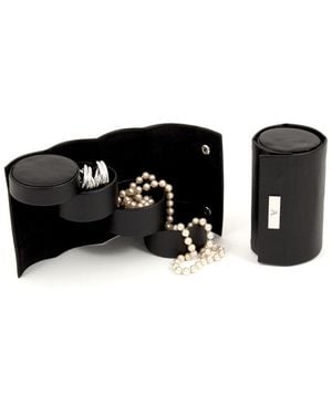 Bey-berk Monogrammed Leatherette 3-level Jewelry Roll (a-z) - Black