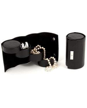 Bey-berk Monogrammed Leatherette 3-level Jewelry Roll (a-z) - Black