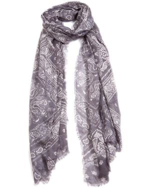 Blue Pacific Vintage Paisley Print Cashmere-blend Scarf - Purple