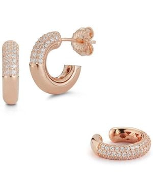 Glaze Jewelry Silver Cz Set Of Earrings - White
