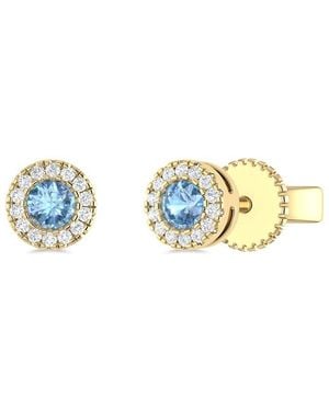 Sabrina Designs 14K 0.16 Ct. Tw. Diamond & Aquamarine Studs - Blue