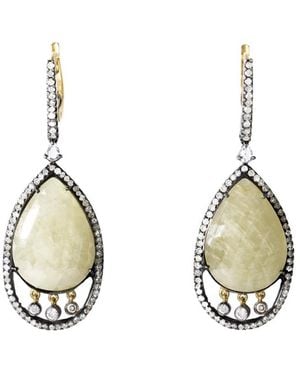 Gemstones 18k & Stainless Steel 32.25 Ct. Tw. Diamond & Sapphire Earrings - Metallic