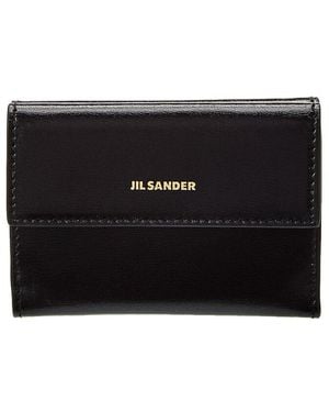 Jil Sander Logo Mini Leather French Wallet - Black