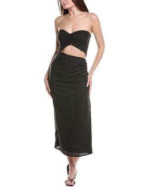 ViX Sonny Linen-Blend Midi Dress - Black