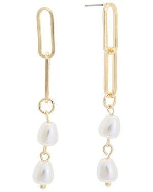 Juvell 18K Plated Pearl Paperclip Drop Earrings - White