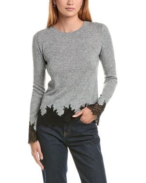 Sofiacashmere Lace Inset Hem Wool & Cashmere-blend Sweater - Gray