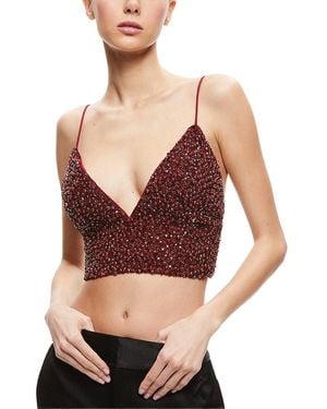 Alice + Olivia Carli Crystal Embellished Bra Top - Red