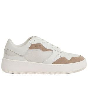 Reiss Ruth Leather & Suede Low-Top Trainer - White