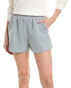 Isla Ciel Textured Check Sweatshort - Gray