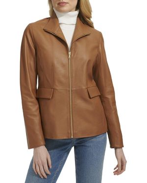 Cole Haan Cole Hann Wing Collar Leather Jacket - Brown